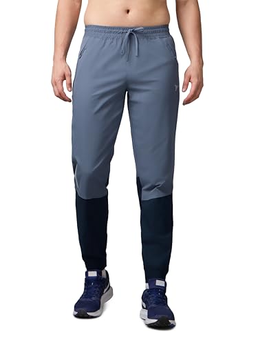Image of TECHNOSPORT Mens Woven Regular Fit Activewear Joggers for Running, Gym, Sports and Regular Use Stretchable, Colorblock and Antimicrobial