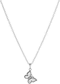 عقد ستانلس ستيل للنساء على شكل فراشة مع دلاية اكريليك - ابيض