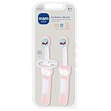 MAM Baby Toothbrush, Baby's Brush, Girl, 6+ Months, 2-Count, Pink