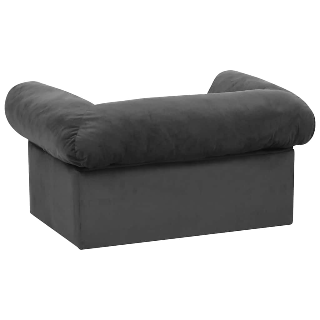 Hundesofa mit Schublade Dunkelgrau 75x50x38 cm - Haustiersofa aus Kiefernholz und Plüsch, Bequemes Katzensofa mit Stauraum für Hundezubehör, Stabiles Tierbett für Wohnzimmer und Schlafzimmer