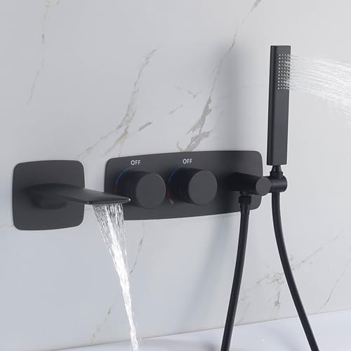 Robinetterie de douche à 2 fonctions ensemble mural cascade gris moderne