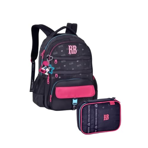 Kit Mochila Costas Rebecca Bonbon Estojo Box Urban Mix Feminino Escolar (Preto)