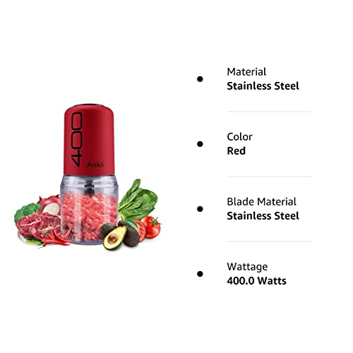 Ankii Mini Food Processor 400-Watt Electric Food Chopper For Meats, Vegetables, Nuts, Fruits, Small Mincer Mixer With 4 Stainless Steel Blades, 2 Cup Capacity #TOP7