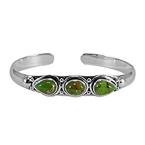 Bracelet turquoise cuivrée argent 925 manchette bohème chic pour l'été
