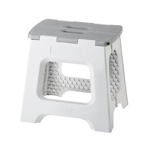 Vigar Compact Foldable Stool, 13 inches, Lightweight, 330-pound Capacity Non-Slip Folding Step Stool for Kids and Adults, Gray