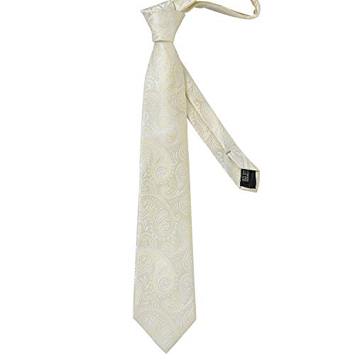 Image of DiBanGu Paisley Ties for Men Silk Necktie and Pocket Square Cufflinks Tie Clip Set Woven Classic Mens Tie for Wedding Party