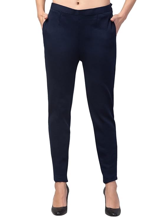 BLUE STAR SHARK Women's Woolen Pants | Ankle-Length Winter Pants with Comfort Fit | Bottom Wear for Lounge, Night, & Sleep | Heavyweight Regular Fit Joggers with Side Pockets | Winter Track Pants