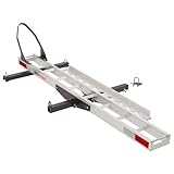 Black Widow Motorcycle Hitch Carrier with Wheel Chock and Loading Ramp Lightweight Aluminum 400 lb. Capacity Anti-Rattle Included Fits 2' Receiver