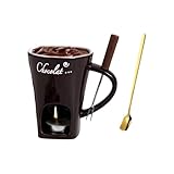 Kaxenig Schokoladenfondue Tasse, Keramik Schokofondue Tasse Mit Gabel Und Löffel, Für Fondue, Desserts, Butter, Karamell, Knabbereien, Süßigkeiten
