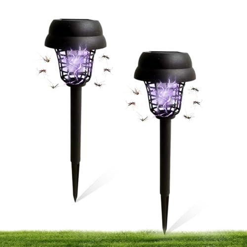 2/4 Stück Solar-Mückenfalle 2-in-1 Mückenschutz und Beleuchtung Lampe gegen Mücken Bodenstecker Beleuchtung für den Außenbereich wasserdicht Mückenschutz für Garten Hof Camping (2 Stück