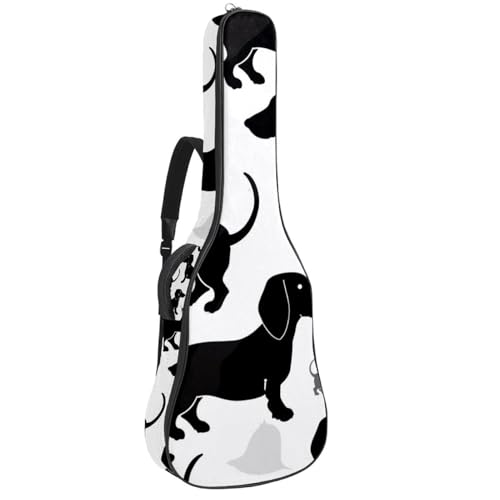 Sac pour ukulélé et guitare classique motif teckel noir ombre