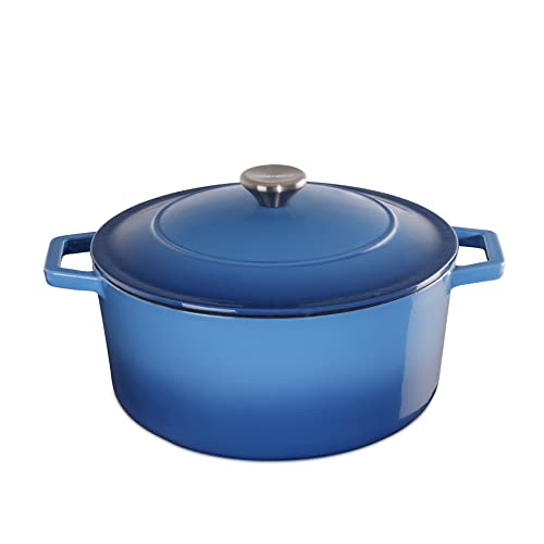Mellerware - Cacerola De Hierro Fundido Cuking Heavy 26Cm 5,3L | Apta Para Todos Tipos De Cocina: Vitrocerámica, Gas, Horno, Placa Electrica E Induccion | Antiadherente | Libre Pfoa Y Ptfe | Azul
