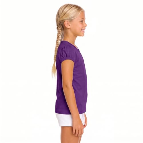 Image of Lilax Girls Short Puff Sleeve Cotton T-Shirt, Toddler & Little Girls Top | 95% Cotton Puff Sleeve Tee; Crewneck, Short Sleeve; Toddler & Girls Sizes 2T-12; for School, Play & Everyday; Machine Wash