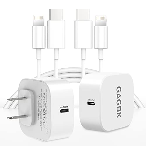 Fast Charger for iPhone, [Apple MFi Certified] 2-Pack 20W PD Fast Charger Fast Charging with Lightning Cable Compatible for iPhone 14/14 Pro/14 Pro Max/14 Plus/13/12/11/Pro/Pro Max/Mini/Xs