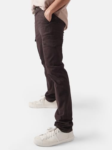 Image of The Souled Store Solids: Navy Blue Mens Regular fit Button Cotton Cargo Pants