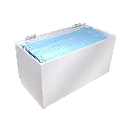 Image of Face Mask Dispenser | Acrylic Mask Box with Cover for Storing and Dispensing Personal Face Masks (White)