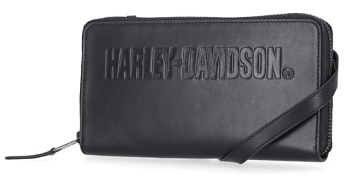 Harley-Davidson Women's Zip Around Crossbody Genuine Leather Wallet - Black2