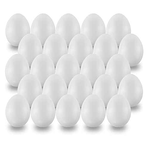 MCE-Commerce 25 Huevos de plástico de 6 cm para Manualidades y decoración de Pascua, Blanco