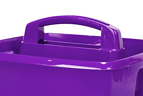 Image of Storex 3-Compartment Small Caddy - Multipurpose Classroom Organizer with Handle, Purple, 5-Pack (00944U06C)