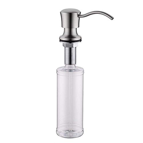 Best Brass Sink Soap Dispenser - Large Capacity 13 OZ Bottle-2.15 Inch Threaded Tube for Thick Deck Installation-Brushed nickel