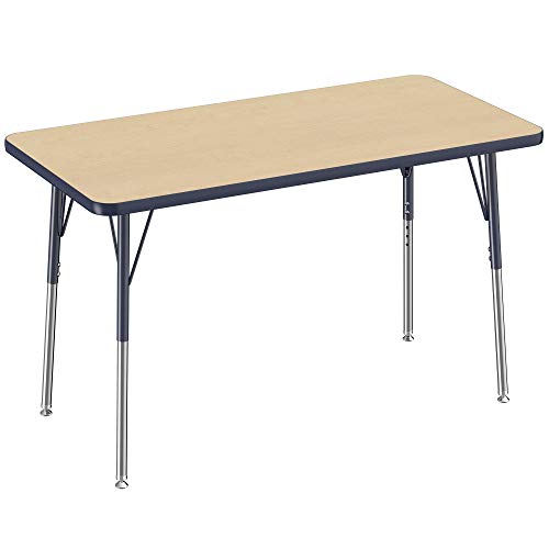 FDP 24" x 48" Rectangle Table with Swivel Glide Legs - Maple/Navy
