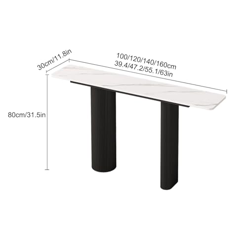 Consola moderna estrecha y mesa auxiliar compacta negra de 100 cm 3