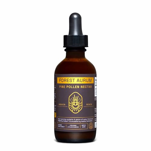 Forest Aurum Pine Pollen Nectar Tincture – 2:1 True Dual-Stage Extraction – Phytosterol Support – Pure Single Origin Pine Pollen Tincture – 2 Fluid Ounce Bottle