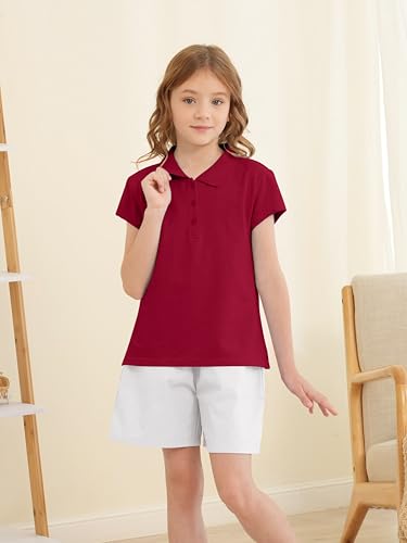 Image of OHD 4 Pack Girls Polo Shirt Girls Uniform Polo for School Cotton Shirts School Uniform Tops Size 3T-14