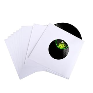 60 Pcs 7 Inch Paper Vinyl Record Sleeves, 45 RPM Paper Sleeves Protection Covers with Holes for Singles, Vinyl Records Square Outer Album Covers for Storage(White) - Les Beatles, Paul McCartney, John Lennon, RIngo Starr, George Harrison