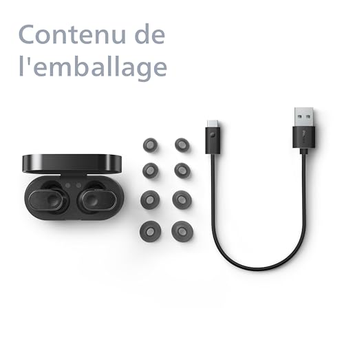 Philips Fidelio T2 Réduction du Bruit Casque Intra-auriculaire Bluetooth sans Fil - Excellente qualité d'appel, Compatible avec Les Assistants vocaux et jusqu'à 40 Heures de Lecture de Musique - Noir