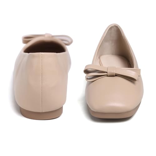Image of Dear Time Women's Casual Foldable Ballet Flats Square Toe Ballerina Flats Shoes Comfortable