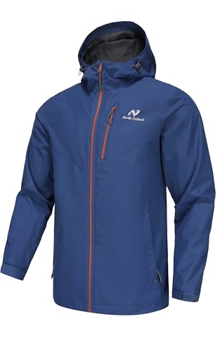 NORDIC OUTLAND Veste de pluie légère à capuche imperméable et respirante pour homme pour randonnée en montagne