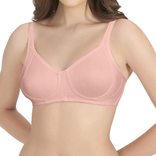 Image of Amante Women's Side Support Shaper Non-Padded Non-Wired Full Coverage Cotton Bra | Seamless Cups | Moisture-Wicking Fabric | High Support Everyday Bra