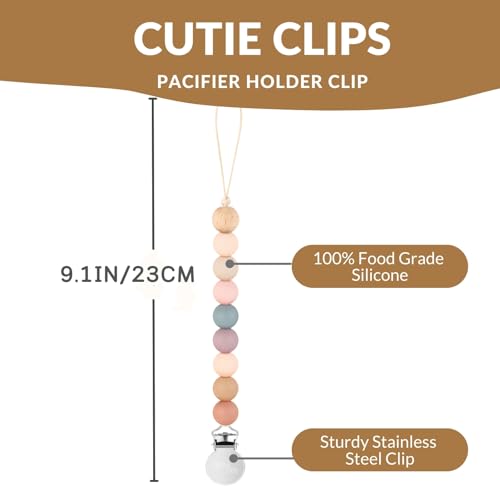 Image of 2 Pack Pacifier Clips, Silicone Pacifier Clip for Baby Boys and Girls, Pacifier Holder, Paci Clips Baby Binky Clips (Beau /Sage)