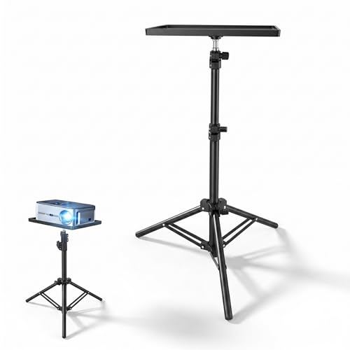 Plastic Projector Tripod Portable Projector Stand Tripod with Tray 44. 88 Inch Height Adjustable Laptop Stand Floor Shelf for Home Theater Office Studio Bear Weight 2kg (tray Size 7. 09 X 9.84 )
