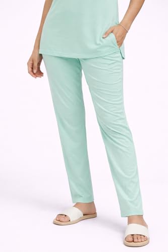 Image of KIAWAH Women's Cotton Night Suit, Long Top and Pajama Set, Round Neck, Short Sleeve,
