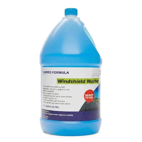 Summer Formula Windshield Washer Fluid 3.78L (1 Gallon) Ready To Use Pre-Diluted Windscreen Cleaner for Cars Streak-Free Glass Cleaning Warm Climate Formula Removes Dirt Bugs & Road Film