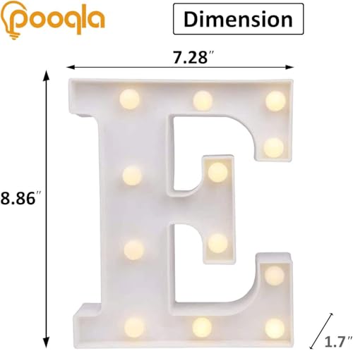 Image of Pooqla LED Light Up Letters, Warm White and Colorful Lighted Marquee Letters with Remote, Lighted Letter for Party Birthday Decorations, Gift for Girls Boys Night Light, Wedding Home Decor, Letter E