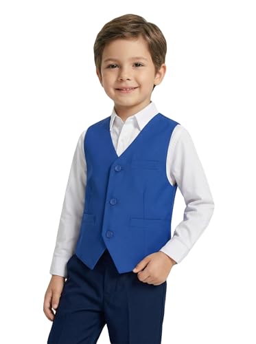Image of Boys Formal Suit Vest Kids 3 Button Adjustable Back Strap Toddler Vests