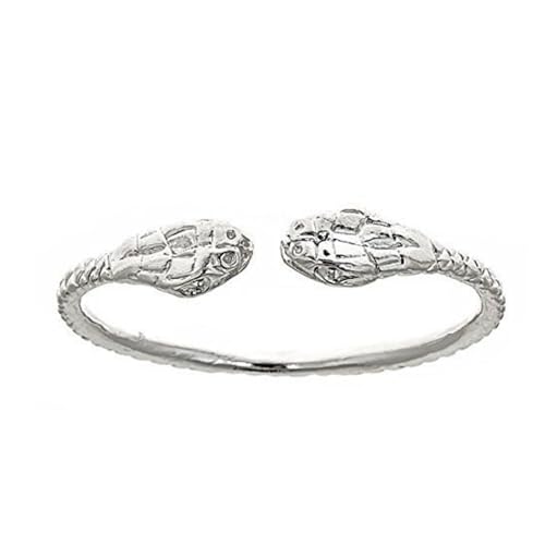 Thick Snake Ends .925 Sterling Silver West Indian Bangle, 1 piece3