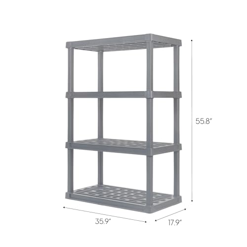 IRIS USA 4-Tier Heavy Duty Shelving Unit, 142cm Fixed Height, Storage Shelf Organizer for Home, Garage, Basement, Laundry, Utility Room, 45 D x 91 W x 142 H (cm), Made with Recycled Materials, Gray by IRIS USA - Image 2