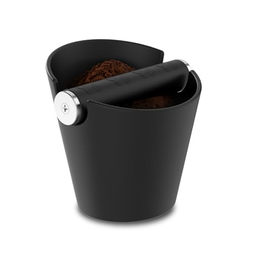Hochwertiger Abklopfbehälter für Siebträgermaschine Edelstahl Abklopfstange Geräuschlos minimalistisch mit rutschfester Matte Siebträger Zubehör für Kaffeeliebhaber