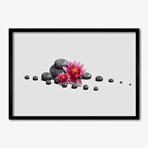 Affiche encadrée 70x50 cm fleur de lotus pour décoration murale