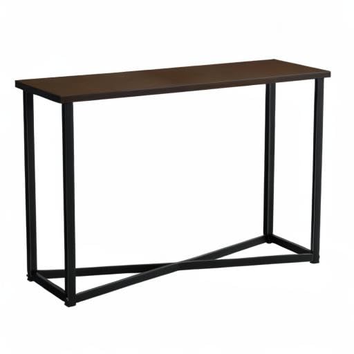 Image of JGS Iron Frame Wooden Console Tables Multipurpose Sheesham Wood Flower Pot Stand Table Furniture for Home Living Room Entrance & Office (Dark Walnut Finish)