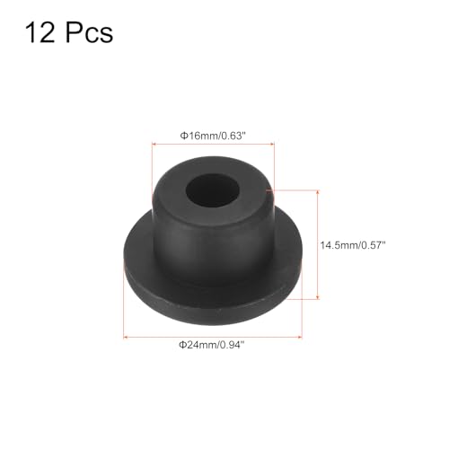 Image of uxcell High Temp Silicone Plug Mount Dia 16mm /0.63 inch t Shaped Rubber Stopper Hole Plugs for Powder Coating Plating Waterproof Plugs Sealing Plugs Black Pack of 12(OD 24mm)