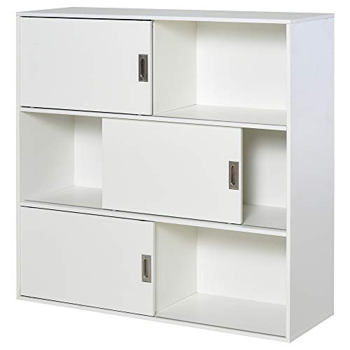 Preisvergleich Produktbild HOMCOM Bücherregal, Bücherschrank, Standschrank, Aktenschrank, Mehrzweckschrank, Spanplatte, Weiß, 120 x 40 x 120 cm