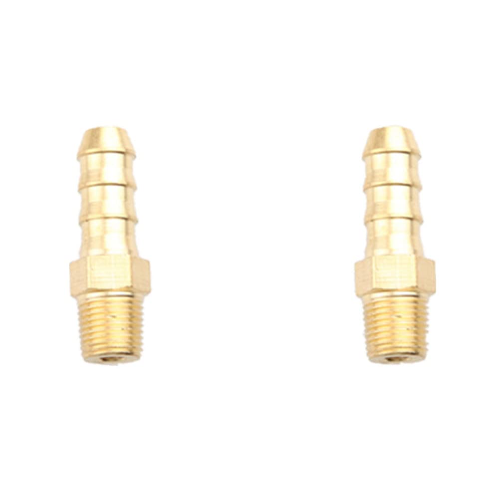 2PCS Brass Hose Barb Fitting Coupler/Connector 3/8" Male Barb to 1/8" NPT Pipe Male Thread