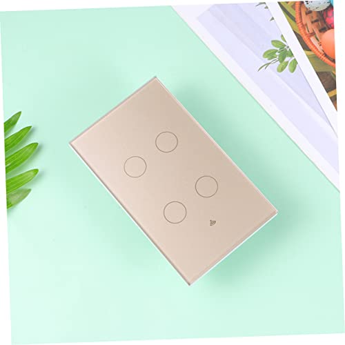 TEHAUX LED Wireless Ac~V Wall Four Switch // Design De Luz Sensível Compatível App Gang Screen Touch