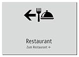 Restaurant - Zum Restaurant ← – Aluminiumschild A5: 210x148mm – Mit Grafik und Text
