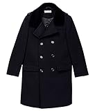 Isaac Mizrahi Boys CT1011 Double Breasted Velvet Collar Wool Blend Peacoat - Navy - 8